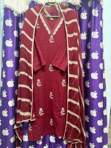 Maroon Kurta Set with Dupatta