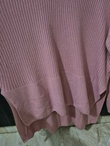 Baby Pink Knit Turtleneck Sweater