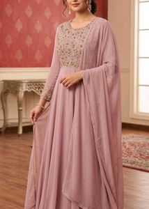 Elegant Pink Embroidered Gown
