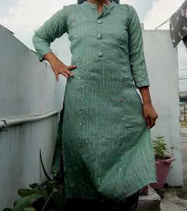 Green Striped Kurta