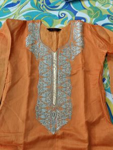 Chanderi Silk Medium Size New Kurta With Golden Pa
