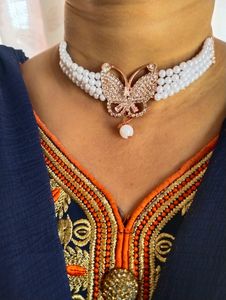 Pearl Butterfly Chokker Set