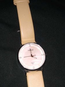 Stylish Cream Strap Watch ( Not Working)