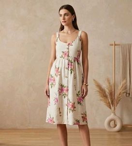 Floral Button-Front Midi Dress