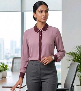 Pink Formal Top with Contrast Collar