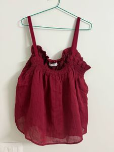 Chic Ruffled Maroon Top👠🥤❤️‍🔥