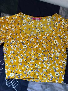 Floral Yellow Crop Top