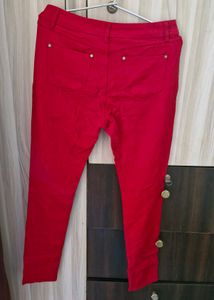 Stylish Red Zip Detail Pants