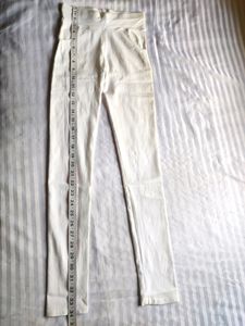 White Elastic Thick Skinny Leggings