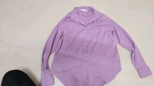 Chic Lavender Textured Button-Up Shirt