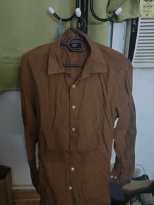 men and women Brown Linen Shirt