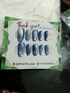 Blue Glitter Press-On Nails