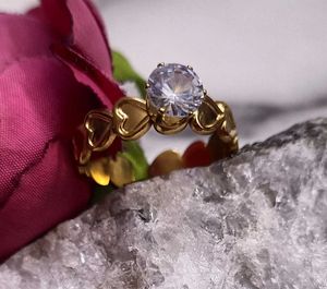 Gold Heart Ring with Stone