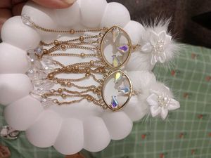 Elegant White Feather Dangle Earrings