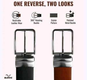 Reversible Leather Belt with Rotating Buckle