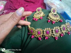 Gold Plated Pink Jewel Set