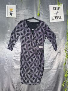 Sparkly Geometric Print Wrap Dress