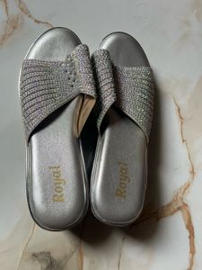 Sparkling Silver Wedge Sandals