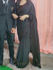 Black Party Wear Georgette Saree With Blouse