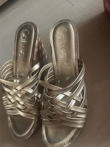 stock clearance catwalk gold wedges