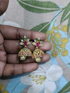Stunning Traditional cz Kundan Jhumka Earrings🤩