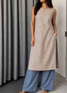 Chic Geometric Print kurta set with pant