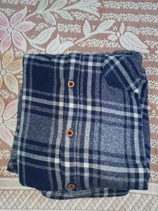 Blue &amp; White Plaid Flannel Shirt
