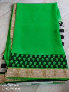 Synthetic Sari Used Hardly Twice No Blouse Pc