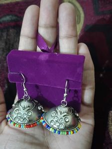 Boho Beaded Jhumka Earrings