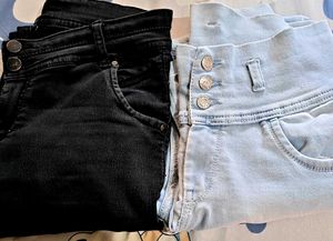 combo of Women's High Waist Jeans - Black & Light
