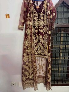 Designer Maroon Kurta Set with Net Jacket
