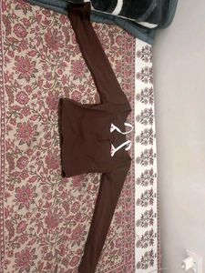 Brown Cropped Top with Bikini Style Inner