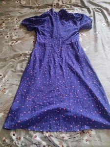 Purple Polka Dot Midi Dress