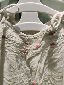 Hand Smoked ,Hand Embroidered Shoulder Tie Frock