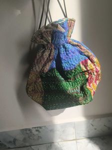 handi craft Boho Patchwork Drawstring Pouch Bag