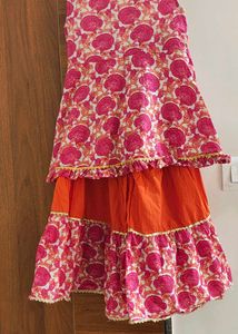 Orange And Pink Sharara Set 6-7 Year Girl