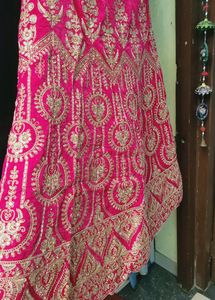 Stunning Pink & Gold Embroidered Lehenga Skirt