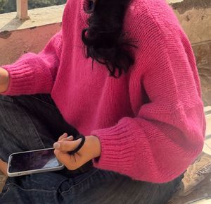Pink Knit Pullover Sweater
