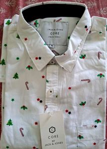 Men's White Print Shirt