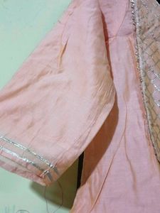 Peach &amp; Grey Kurta Set with Dupatta