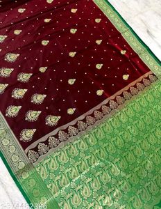 Banarsi Satin Silk With Embroidery Work Saree