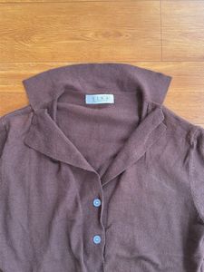 Brown Knit Button-Up Cardigan