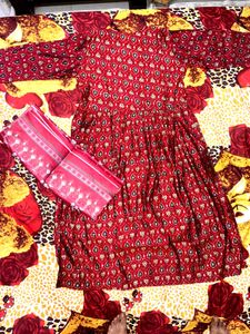 ✨Festive Special Maroon Printed Anarkali Kurta &amp; D