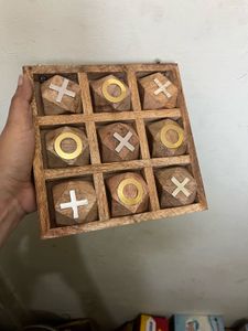 Wooden Tic-Tac-Toe Game Board Show piece