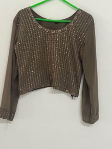 Elegant Brown Sequined Kurta Set