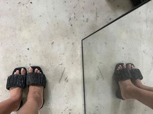 Chic Black Slides with Textured Straps