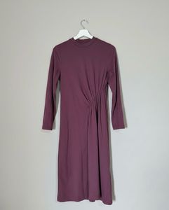Burgundy Long Sleeve Midi Dress