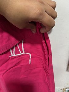 Pink Graphic Print Button-Up Shirt