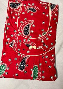 Pure Cotton Red Paisley Print Nightgown