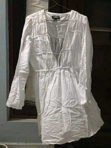 Trendy White Flowy Tunic short dress